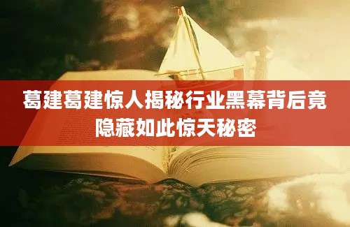 葛建葛建惊人揭秘行业黑幕背后竟隐藏如此惊天秘密