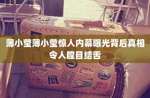 薄小莹薄小莹惊人内幕曝光背后真相令人瞠目结舌