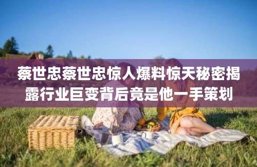 蔡世忠蔡世忠惊人爆料惊天秘密揭露行业巨变背后竟是他一手策划
