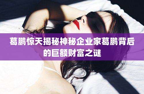 葛鹏惊天揭秘神秘企业家葛鹏背后的巨额财富之谜