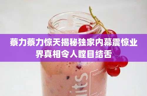 蔡力蔡力惊天揭秘独家内幕震惊业界真相令人瞠目结舌
