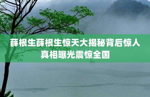 薛根生薛根生惊天大揭秘背后惊人真相曝光震惊全国