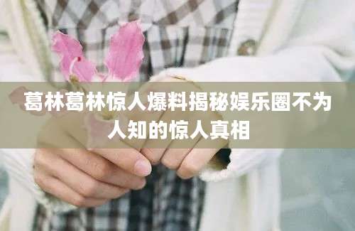 葛林葛林惊人爆料揭秘娱乐圈不为人知的惊人真相