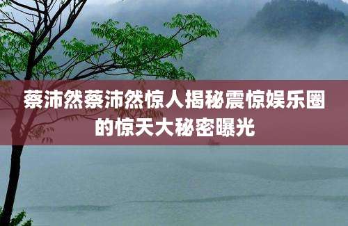 蔡沛然蔡沛然惊人揭秘震惊娱乐圈的惊天大秘密曝光
