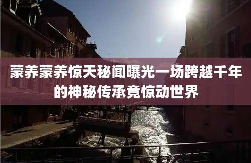 蒙养蒙养惊天秘闻曝光一场跨越千年的神秘传承竟惊动世界