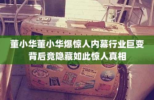 董小华董小华爆惊人内幕行业巨变背后竟隐藏如此惊人真相