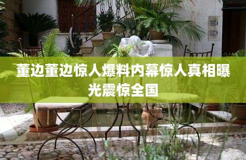 董边董边惊人爆料内幕惊人真相曝光震惊全国
