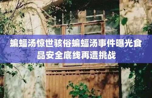 蝙蝠汤惊世骇俗蝙蝠汤事件曝光食品安全底线再遭挑战