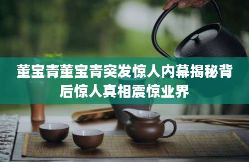 董宝青董宝青突发惊人内幕揭秘背后惊人真相震惊业界
