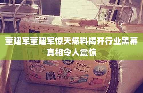 董建军董建军惊天爆料揭开行业黑幕真相令人震惊