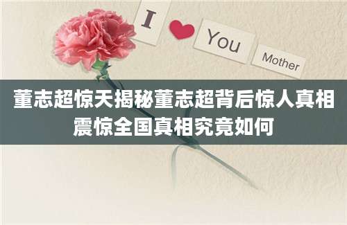 董志超惊天揭秘董志超背后惊人真相震惊全国真相究竟如何
