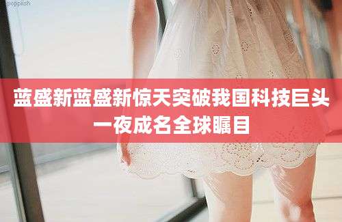 蓝盛新蓝盛新惊天突破我国科技巨头一夜成名全球瞩目