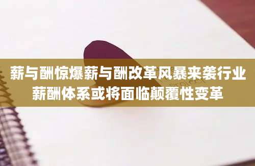 薪与酬惊爆薪与酬改革风暴来袭行业薪酬体系或将面临颠覆性变革