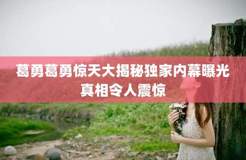 葛勇葛勇惊天大揭秘独家内幕曝光真相令人震惊