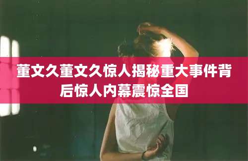 董文久董文久惊人揭秘重大事件背后惊人内幕震惊全国