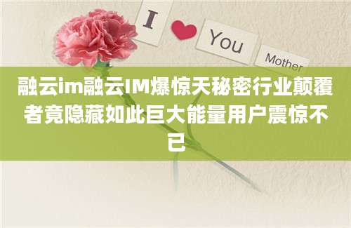 融云im融云IM爆惊天秘密行业颠覆者竟隐藏如此巨大能量用户震惊不已