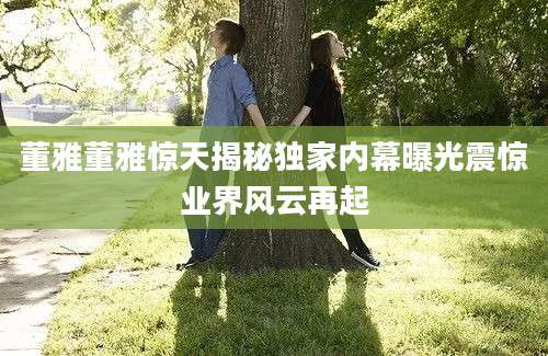 董雅董雅惊天揭秘独家内幕曝光震惊业界风云再起