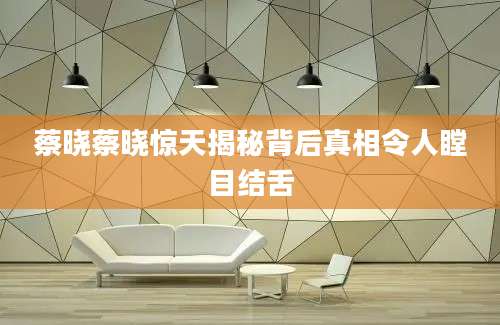 蔡晓蔡晓惊天揭秘背后真相令人瞠目结舌