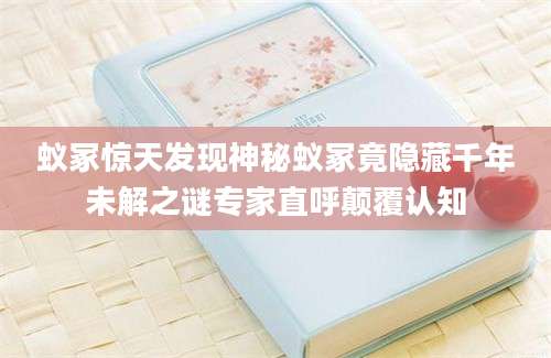 蚁冢惊天发现神秘蚁冢竟隐藏千年未解之谜专家直呼颠覆认知