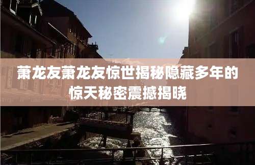萧龙友萧龙友惊世揭秘隐藏多年的惊天秘密震撼揭晓