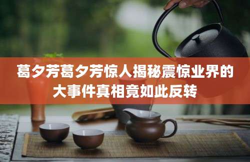 葛夕芳葛夕芳惊人揭秘震惊业界的大事件真相竟如此反转