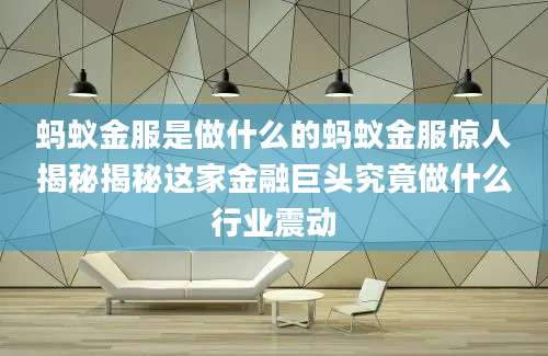 蚂蚁金服是做什么的蚂蚁金服惊人揭秘揭秘这家金融巨头究竟做什么行业震动
