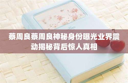 蔡周良蔡周良神秘身份曝光业界震动揭秘背后惊人真相