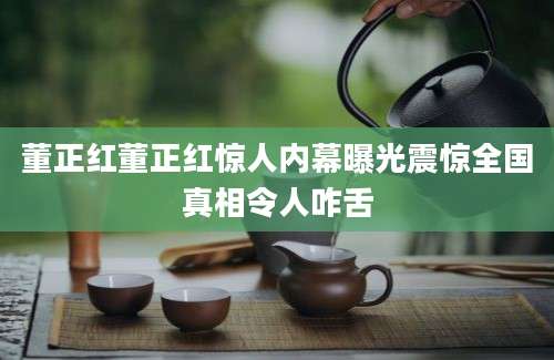 董正红董正红惊人内幕曝光震惊全国真相令人咋舌
