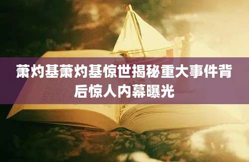 萧灼基萧灼基惊世揭秘重大事件背后惊人内幕曝光